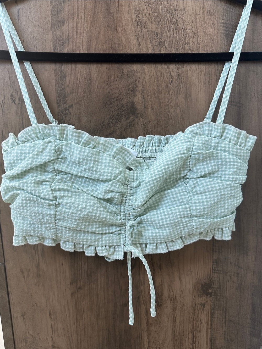 Princess Polly Mint Green Smocked Crop Top Size 4
